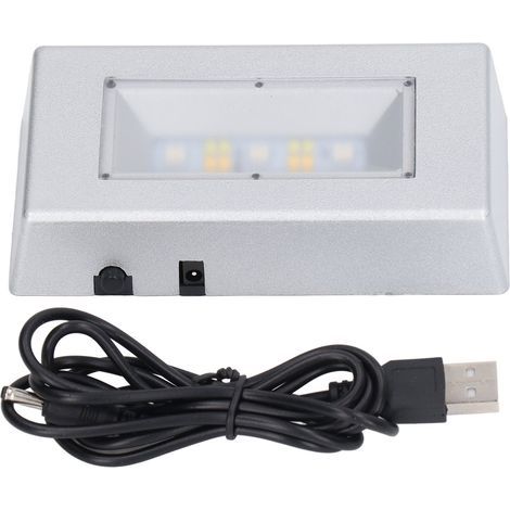 Rechteckiger silberner LED-Multimodus-Sockel mit USB-Kabel für Schmuck und Kristalle (1/5)