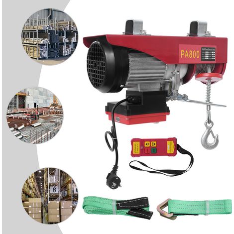Palan éLectrique 220v,Treuil Electrique 1450w Avec Deux Bagues-Support- TéLéCommande Sans Fil 800kg - Hauteur De Levage:12 M Vitesse De Levage De 10 M/Min,Pour Garages EntrepôTs Usines (1/5)