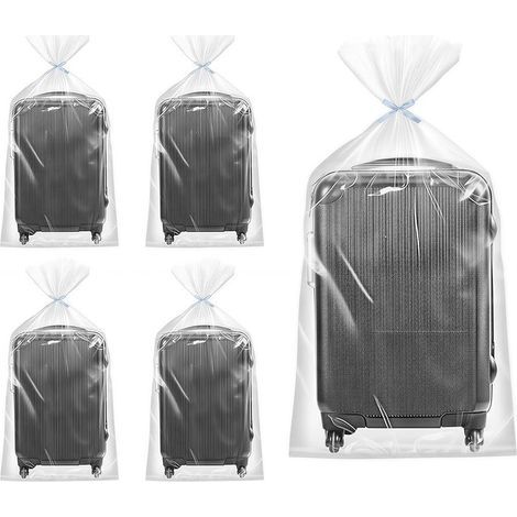 Lot de 5 sacs de rangement transparents extra larges : 100 x 152 cm Sacs en plastique transparents Grands sacs de déménagement réutilisables pour bagages, jouets en peluche, valises, vêtements (1/5)