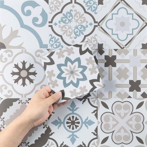 Adhesive Pour Cuisine Stickers Muraux Carrelage Adhesif Mural  15x15 cm Bleu marron 50 Pieces Carrelage Carreaux Adhesif Mural Salle de Bain, Crédence Adhésive Deco Cuisine (1/5)