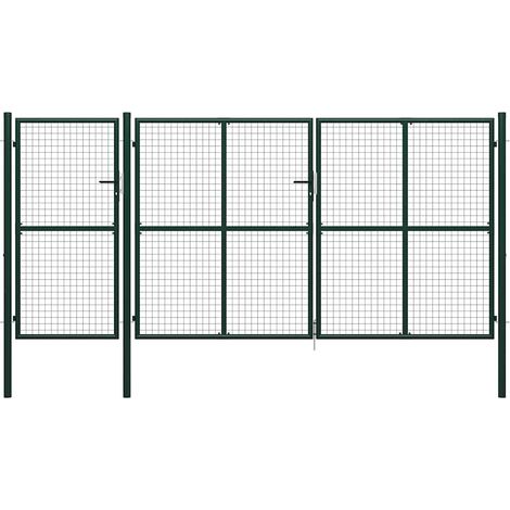 Portail de jardin en acier vert 400 x 150 cm