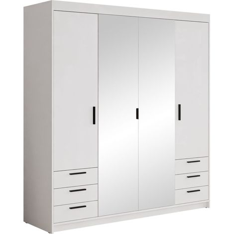 Armoire Novduni 115, Blanc, 191x177x53cm, Portes d'armoire: Avec des charnières, Nombre d'étagères: 7 (1/4)