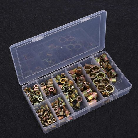 Coffret de 140 écrous à sertir M3-M12, zingués et colorés (1/5)