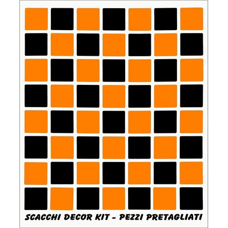 Adesivi Sticker Scacchi Arancioni - Neri, 20 x 24 cm (1/2)