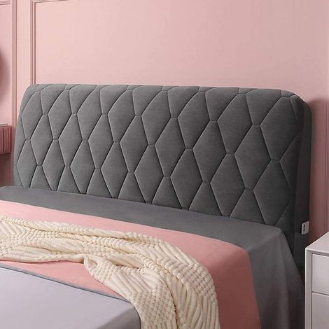 Housse De Tete De Lit 160cm Extensible Housse Tête De Lit De Protection Anti-poussière pour tête de lit rembourrée en Tissu Tout Compris (Color : Grey, Size : 160cm(63)) (1/5)