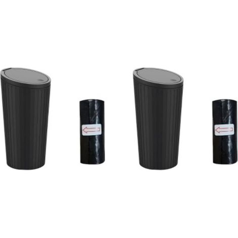Paquete de 2 papeleras para coche，Mini papelera para coche，con 2 rollos de bolsas de basura，Mini papelera portátil，8,58,516,3 cm，Negro (1/5)