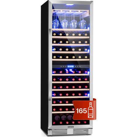 Klarstein Vinovilla Grande 165 Frigorífico para vino empotrable 425l 165Fl. Puerta de cristal en 3 colores