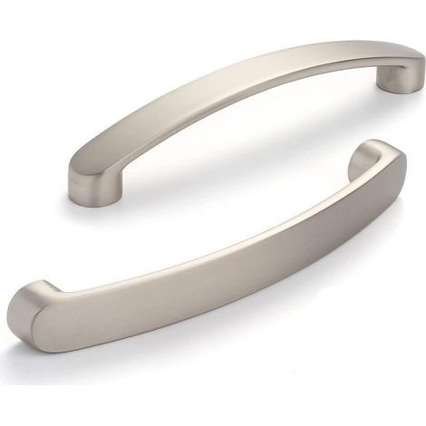 Lot de 6 poignées de meuble chromées pour porte de cuisine - Nickel brossé, entraxe 128 mm (1/5)