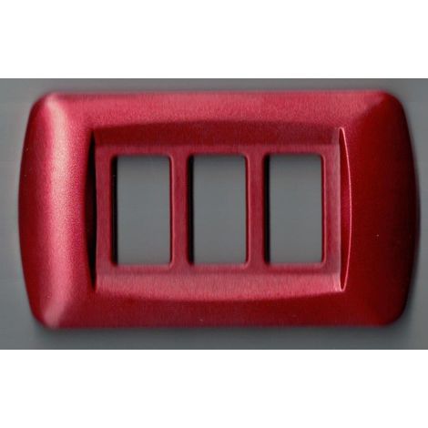 Trade Shop - PLATTEN ABS PLATTEN MAGIC SERIE BTICINO KOMPATIBEL STECKDOSENABDECKPLATTE LÖCHER - Metallisches Rot