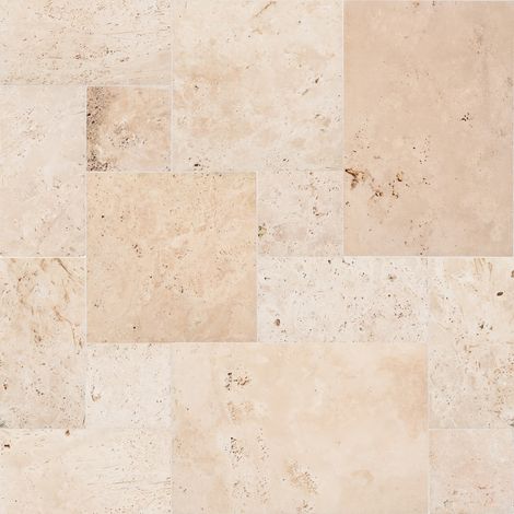Carrelage travertin 2nd choix 4x1,2 cm beige light – Surface 0,74 m² par paquet – Pour sols intérieurs et extérieurs