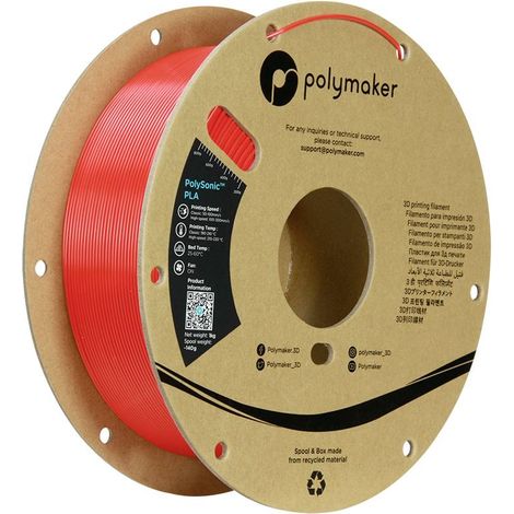 Polymaker PA12005 Filament Polymaker PolySonic™ PLA red High Speed PLA / 1.75 mm / 1kg Filament PLA filament haute vite (1/5)