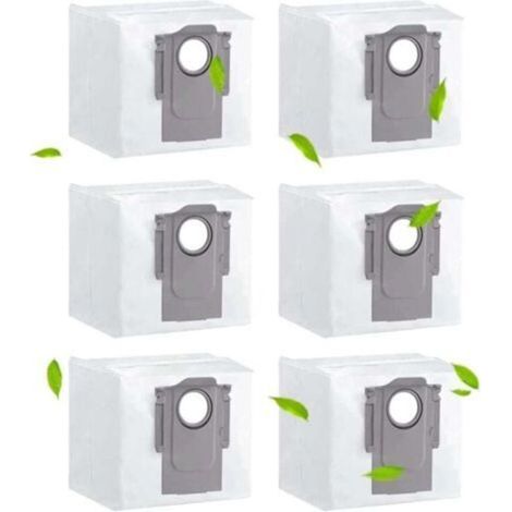 Lot de 6 sacs à poussière pour Roborock S8 S8+/S8 Pro Ultra/ S7 MAXV Ultra/ Q7 MAX/ Q7 MAX+/ S7 Pro Ultra/Q5+ Sacs d'aspirateur Station d'aspiration Sacs de rechange Accessoires Pièces de (1/4)