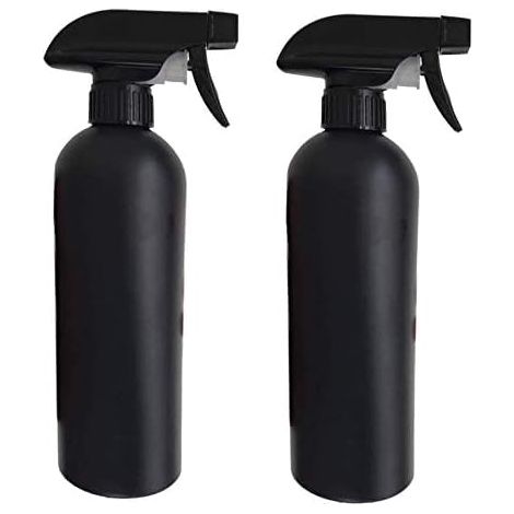 Flacons pulvérisateurs en plastique (idéaux pour les soins capillaires, la brumisation des plantes et le nettoyage) — 500 ml, Noir, Lot de 2