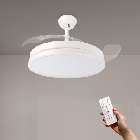 Ventilateur de Plafond avec Lumière Led 68W, Télécommande, Basse Consommation, Moteur DC, 6 Vitesses, Silencieux, 3 Pales Rétractables, Fonction Été-Hiver, Minuterie. LM8095 (1/5)