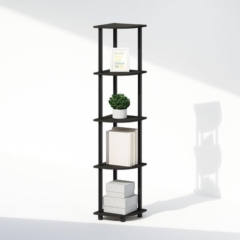 Étagère d'angle, Bibliothèque d'angle à 5 Niveaux, Étagères de Stockage Ouvertes, pour Organisation et Stockage, Salon, Bureau à Domicile, Garage, Chambre, Espresso Noir (1/5)