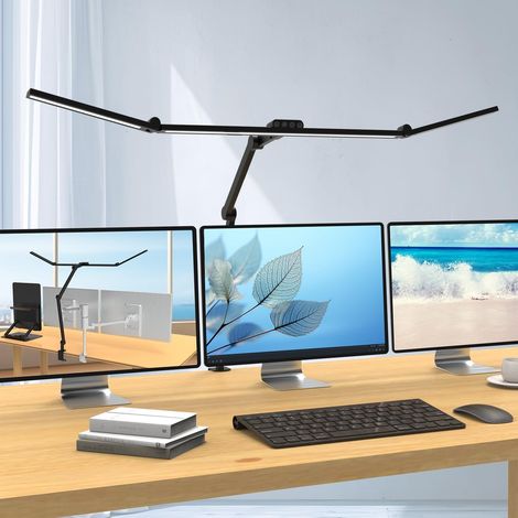 3000 Lumen Lampe de Bureau LED avec 3 barres de lumière tournantes, 120CM grande lumière menée Dimmable, 36W lumineuse lampe de moniteur de contrôle tactile pour le bureau, travaillant, Crafting (1/5)