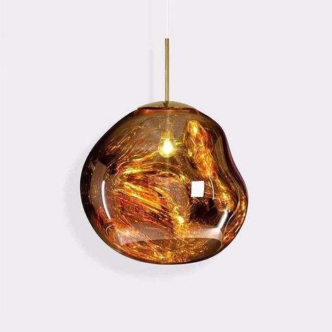 Lustre moderne sphérique miroir or, lampe pendante verre E27 réglable 100cm pour cuisine bar (1/5)