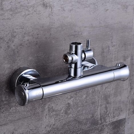 Thermostat mit Wasserteiler Thermostat Duschkranventil 20-55 ° C Temperatureinstellbar Thermostat für Duschen Thermostat Wassermenge und Temperatureinstellbar (1/5)