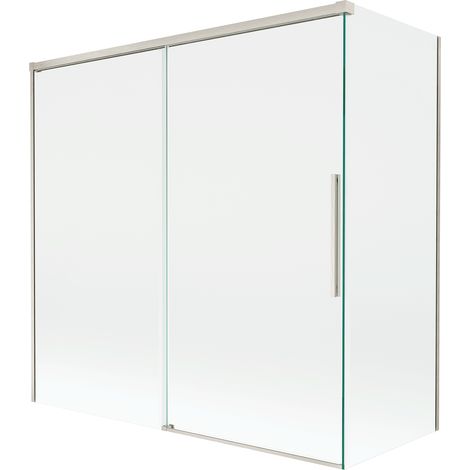 Mexen Rox Duschabtrennung für Badewanne, 2-flügelig, verschiebbar 160 + 70 x 150 cm, transparent, gebürstetes Nickel - 8C9-160-