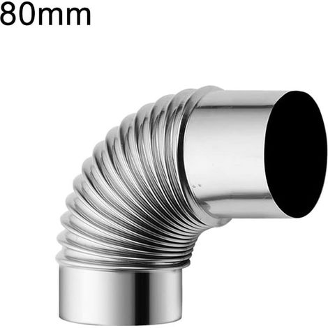 Tinor – 90° Angled Stainless Steel Chimney Pipe – 80mm Diameter – Corrosion and High Temperature Resistant (1/2)