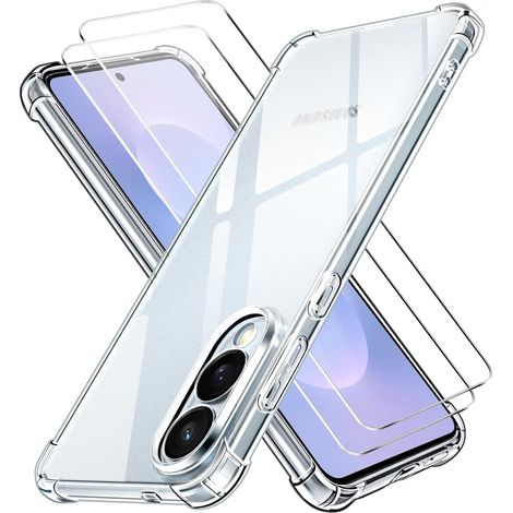 3 en 1 Coque pour Samsung Galaxy S25 Edge 5G (Pas pour Samsung S25) avec 2 Pièces Verre Trempé, Ultra Transparent Étui de Protection en Silicone Antichoc, Souple TPU Anti-Rayures Bumper Housse (1/5)