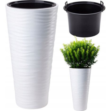 Maceta redonda delgada Sahara Dunes de 30 cm Blanca (1/5)