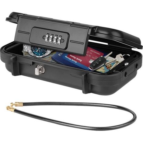 Mini coffre-fort portable, rangement sécurisé, serrure à combinaison, 23,5 x 14 x 6 cm, noir (1/5)