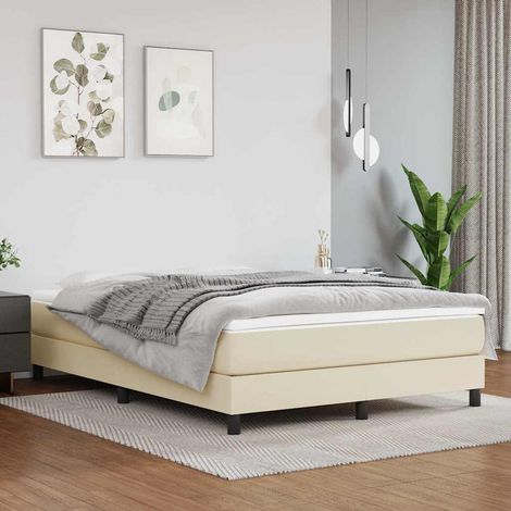 Estructura de cama con somier cuero sintético crema 140x190 cm (1/5)
