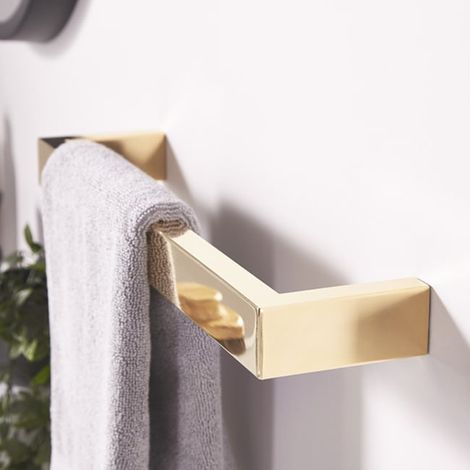 Heatwave Atlas Polished Brass Dry Electric Bar Towel Rail 630mm (W) (1/2)
