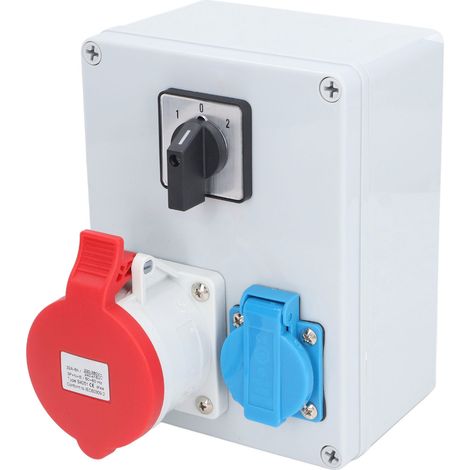 Boîtier de distribution électrique mural CEE 5P 32A 16A avec interrupteur principal IP44 étanche pour chantier (1/5)