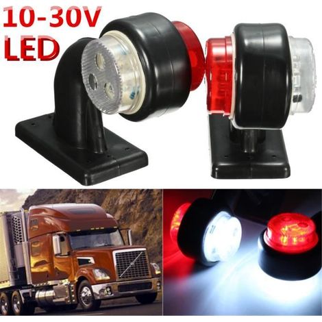 2x 10V-30V LED Feux Position Gabarit Latéral Rouge Blanc Camion Remorque Fourgon (1/4)