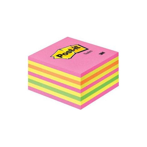 Post-it Bloc cube de notes adhésives 2028NP 76 mm x 45 mm rose fluorescent, vert fluorescent, rose, jaune 450 feuille(s (1/3)