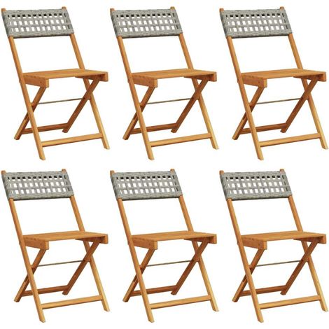 Maison Exclusive - Gartenstühle 6 Stk. Klappbar Grau Poly Rattan (1/5)