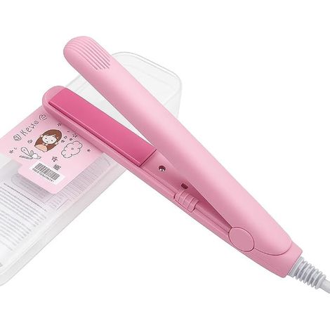Fer à lisser Mini Lisseur Cheveux Céramique Tourmaline Portable Lisseur pour Cheveux courts, frange, cheveux fins (Rose) (1/4)