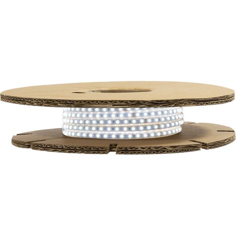 Tira LED Regulable 220V SMD Autorectificada 120 LED/m BOBINA 20m 12W/m 1080lm/m Superestrecha Ancho 6.5mm Corte 10cm IP65 6000K Blanco Frío