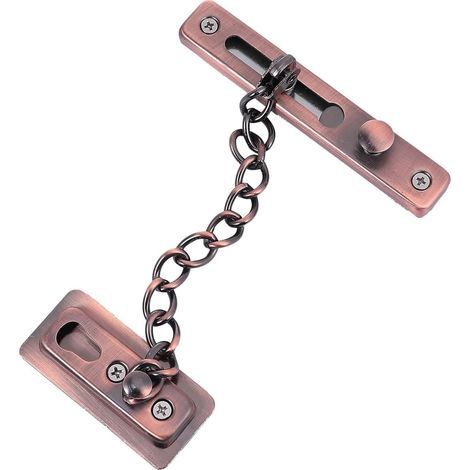 Chaîne de Sécurité Anti-Vol à Ressort pour Porte , Limiteur Étroit en Acier Inoxydable, Fourni avec Vis pour Porte Interne, Rouge (1/2)