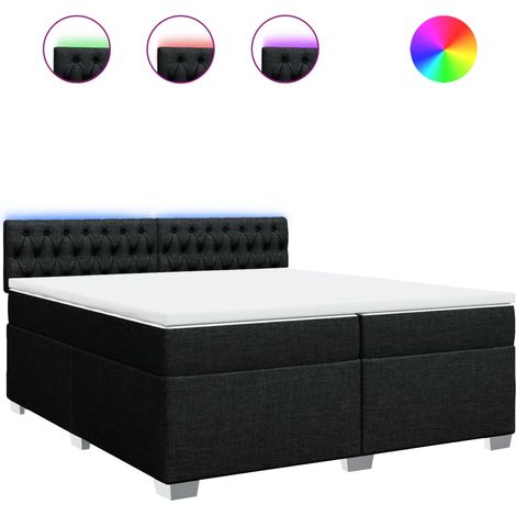 Maison Exclusive - Giroletto a Molle con Materasso Nero 200x200 cm in Tessuto (1/5)