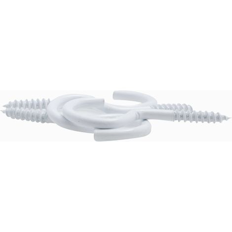 Crochet à visser plastifié blanc filet bois Viswood 3x16mm (lot de 10 crochets)
