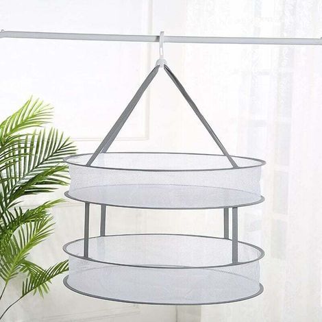 Support de Séchage de Vêtements Pliable Sèche-linge à Accrocher Niveaux Pliable en Filet Séchage Net Etendoir Pliant Etendoir Suspendre Vêtements Panier pour Chandail, Délicat et Maillot de Bain(2pcs) (1/5)