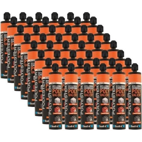Scell-It – Kit de scellement chimique 300ml ton pierre – Résine polyester haute performance – Pour béton et maçonnerie – Lot de 12 cartouches