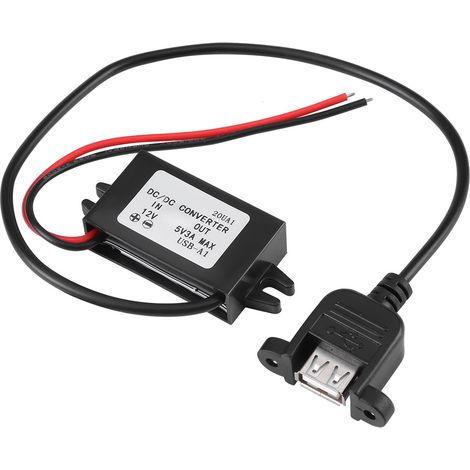 12V auf 5V 3A 15W DC-Adapter, Abwärtswandler/Regler mit USB-Buchse zur Panelmontage (1/5)