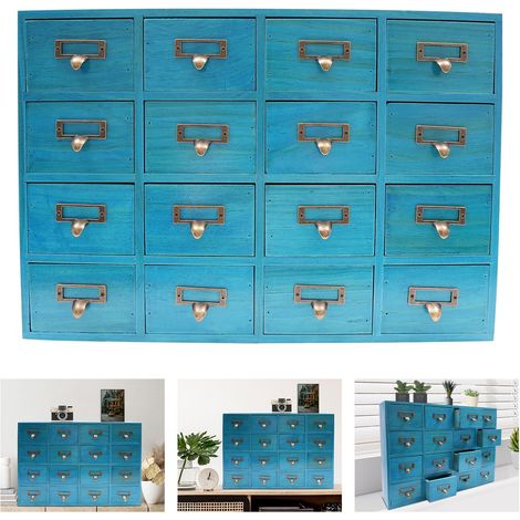 16 Schubladen Medizinschrank Holzschublade Kräuter Aufbewahrungsbox (1/5)