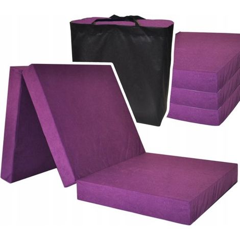 Colchón de invitados extra grueso - violeta - colchón de camping - colchón de viaje - colchón plegable - 195 x 80 x 15