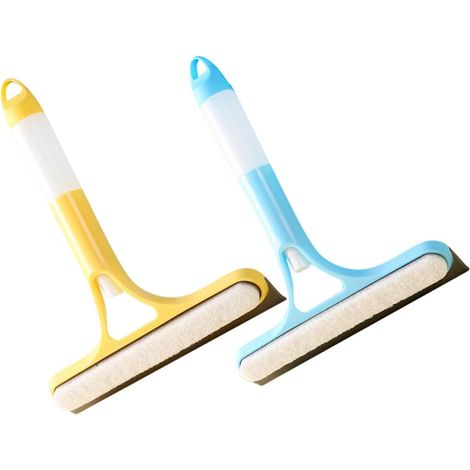 2 raclettes à vitres avec pulvérisateur, bleu, pour miroirs (1/5)