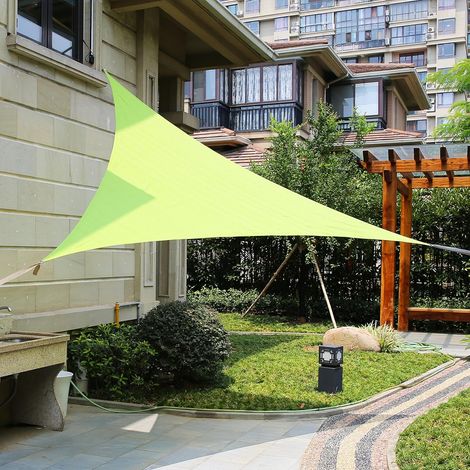 Voile d'ombrage triangulaire 3,65 mx 3,65 mx 3,65 m (vert citron) - Protection UV pour terrasse et extérieur (1/5)