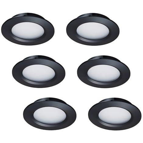 [JAMAIS UTILISÉ]Lot de 6 lumières LED 12 V pour camping-car, remorque, bateau, lumière du jour 6000 K, 300 lumens, 3 W, basse tension, mini lampe encastrée à intensité variable, noire           [Class (1/5)