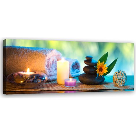 Tableau sur toile Bougies pour serviettes de bain 90x30 (1/5)
