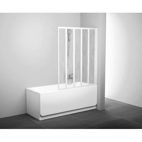 Ravak Supernova - Mampara de baño plegable de cinco piezas, 114x133 cm, blanco/Rain 794E010041