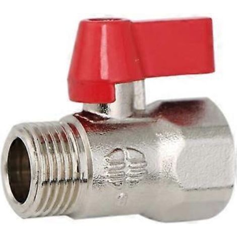Robinet d'arrêt de pommeau de douche en laiton, vanne de régulation, vanne de contrôle, robinet à bille, filetage NPT mâle/femelle 1/2 pouce, nickelé (DN15) (1/5)