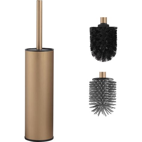 WC-Bürste aus Metall – 2er-Set – Champagnergoldener Edelstahl – Gründliche Reinigung, tropffrei – Modernes Badezimmer – Freistehendes Design (1/5)